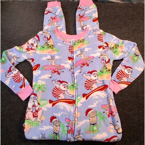 SECRET TREASURES Christmas One Piece Soft Pajamas Size XS Aloho Santa Holiday - Picture 2 of 8